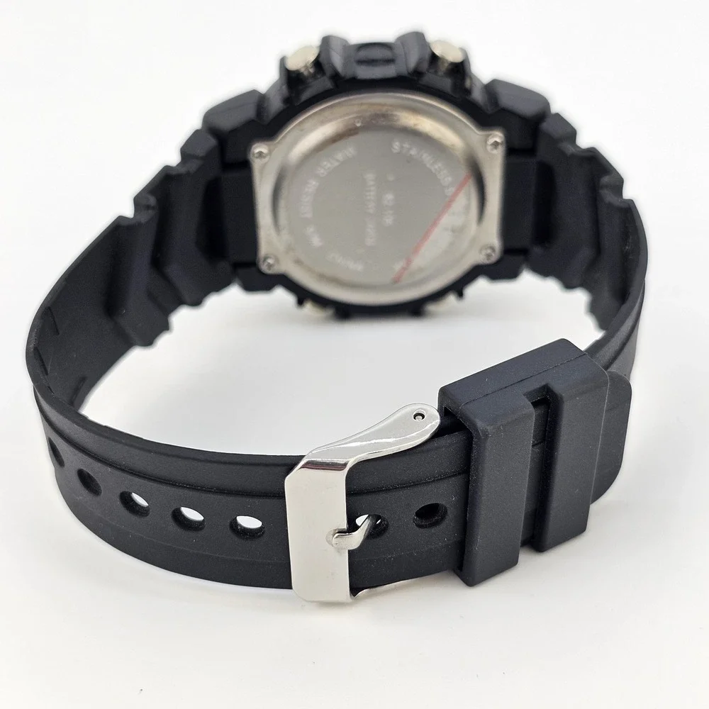 Men's Sports Digital‎ Watch 42MM Black Case Black Plastic Bands LED
